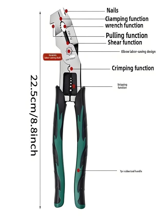 XBEY Heavy-Duty Multi-Purpose Ammonium Steel Pliers with Non-Slip Jaws & Handle - Corrosion-Resistant, Sturdy Construction for Cutting, Shearing, Stripping, Tightening (Heavy Duty Green Plier) - Image 4